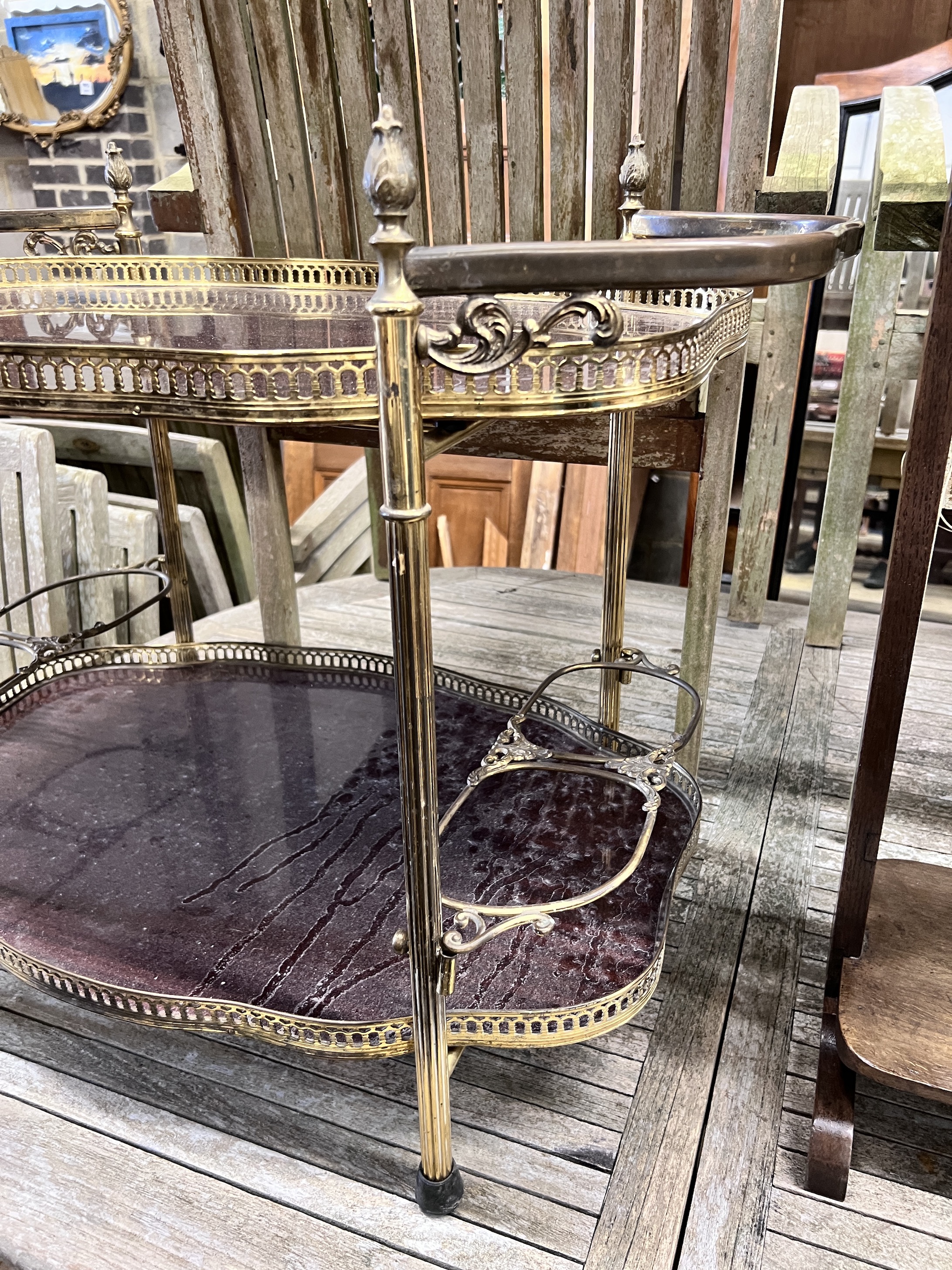 An Italian style metal drinks table, width 82cm